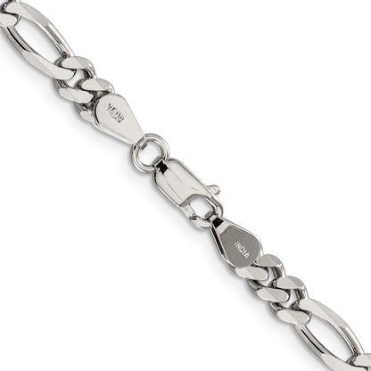 24 Inch Sterling Silver Rhodium-Plated 5.25mm Figaro Chain