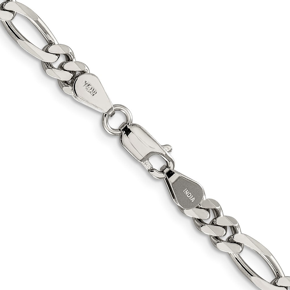 Sterling Silver Rhodium-Plated 5.25mm Figaro Chain Necklace