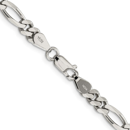 Sterling Silver Rhodium-Plated 5.25mm Figaro Chain Necklace