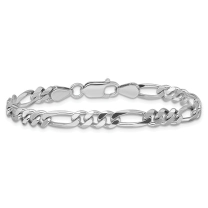 7 Inch Sterling Silver Rhodium-Plated 5.25mm Figaro Chain