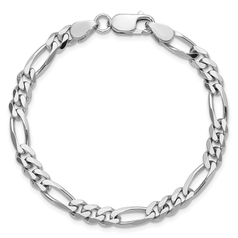 9 Inch Sterling Silver Rhodium-Plated 5.25mm Figaro Chain Bracelet