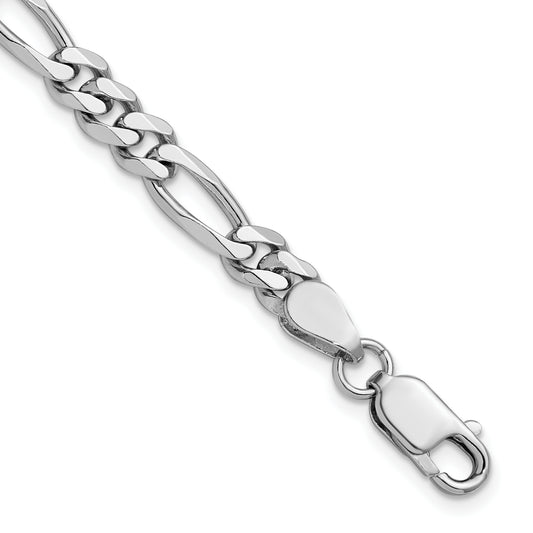 7 Inch Sterling Silver Rhodium-Plated 5.25mm Figaro Chain