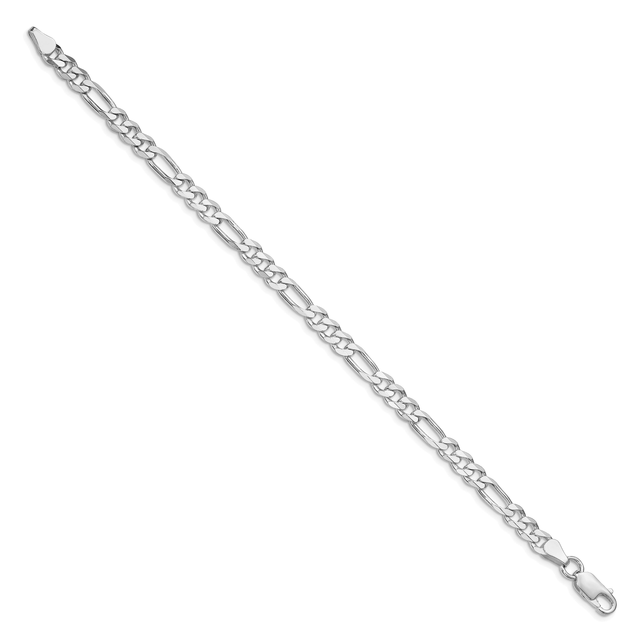 8 Inch Sterling Silver Rhodium-Plated 5.25mm Figaro Chain