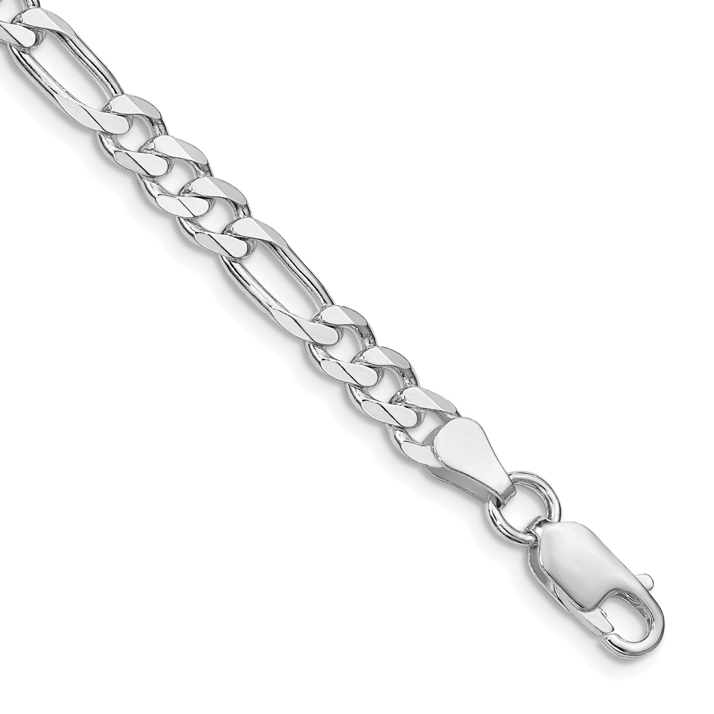 8 Inch Sterling Silver Rhodium-Plated 5.25mm Figaro Chain