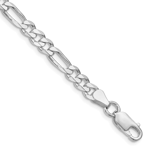 8 Inch Sterling Silver Rhodium-Plated 5.25mm Figaro Chain