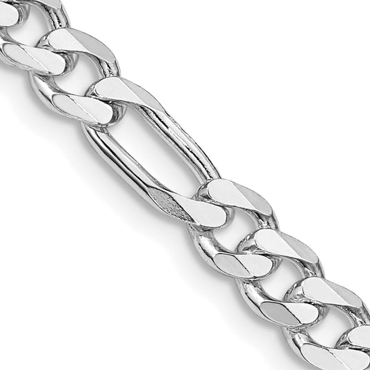 20 Inch Sterling Silver Rhodium-Plated 5.25mm Figaro Chain