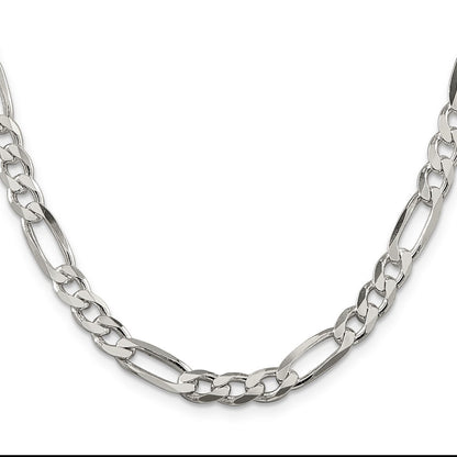 36 Inch Sterling Silver 6.75mm Figaro Chain Necklace