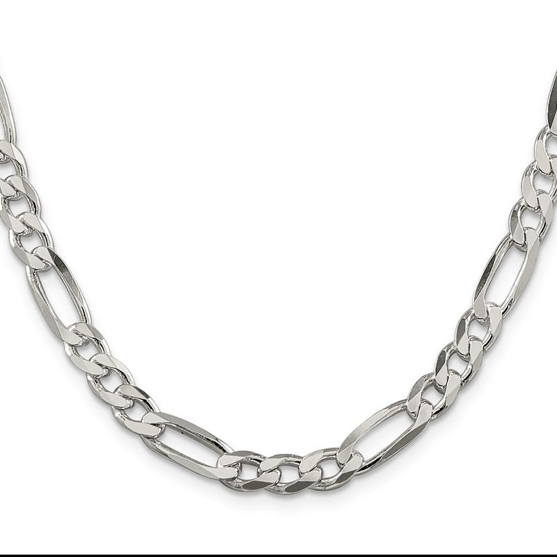 Sterling Silver 6.75mm Figaro Chain Necklace