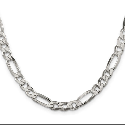 36 Inch Sterling Silver 6.75mm Figaro Chain