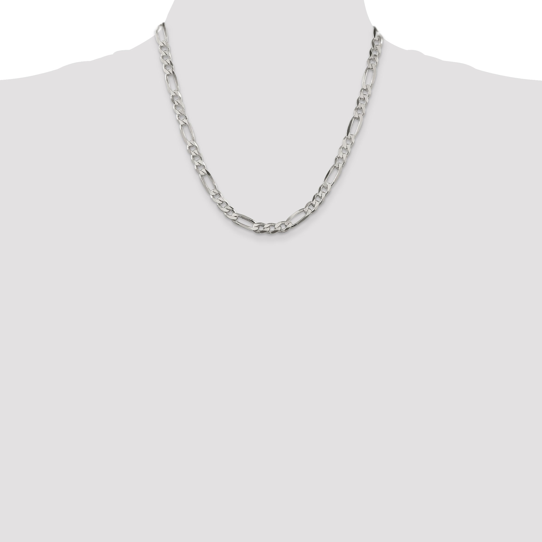 20 Inch Sterling Silver 6.75mm Figaro Chain