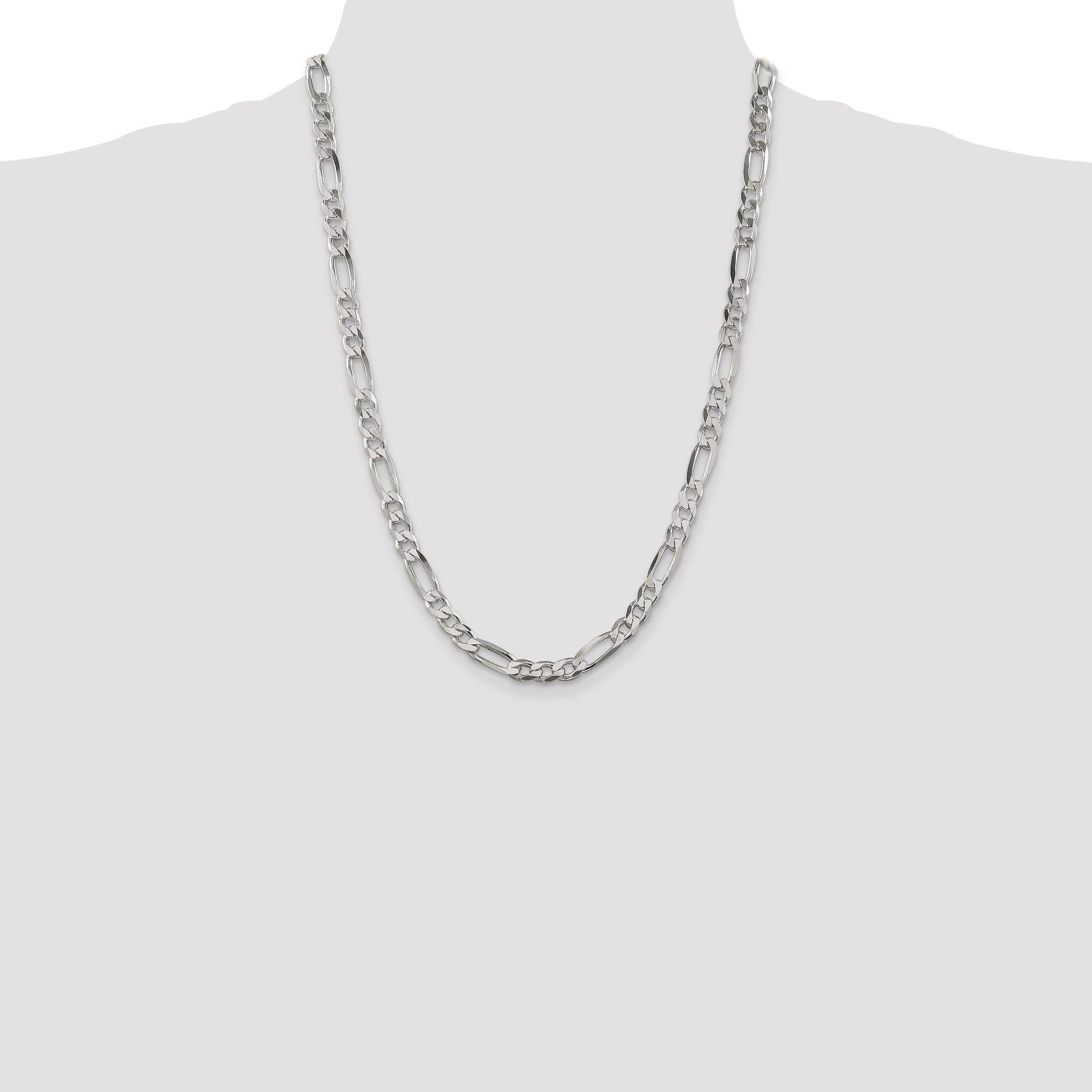 24 Inch Sterling Silver 6.75mm Figaro Chain