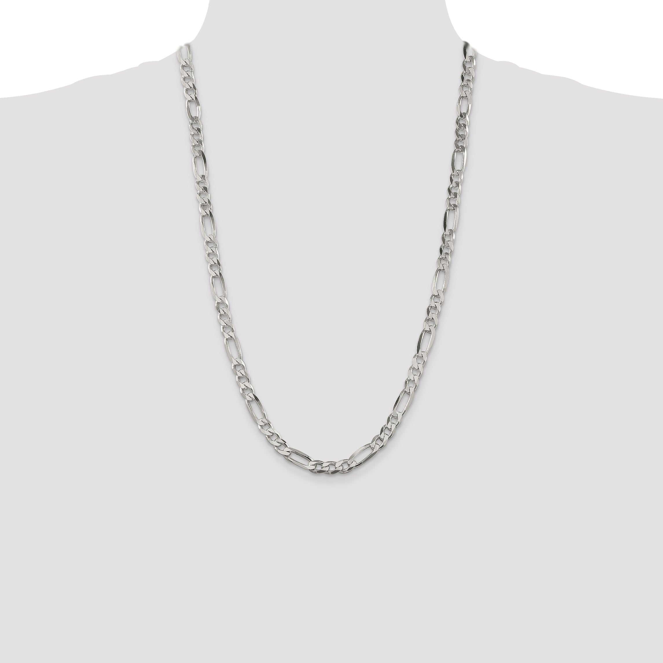 26 Inch Sterling Silver 6.75mm Figaro Chain