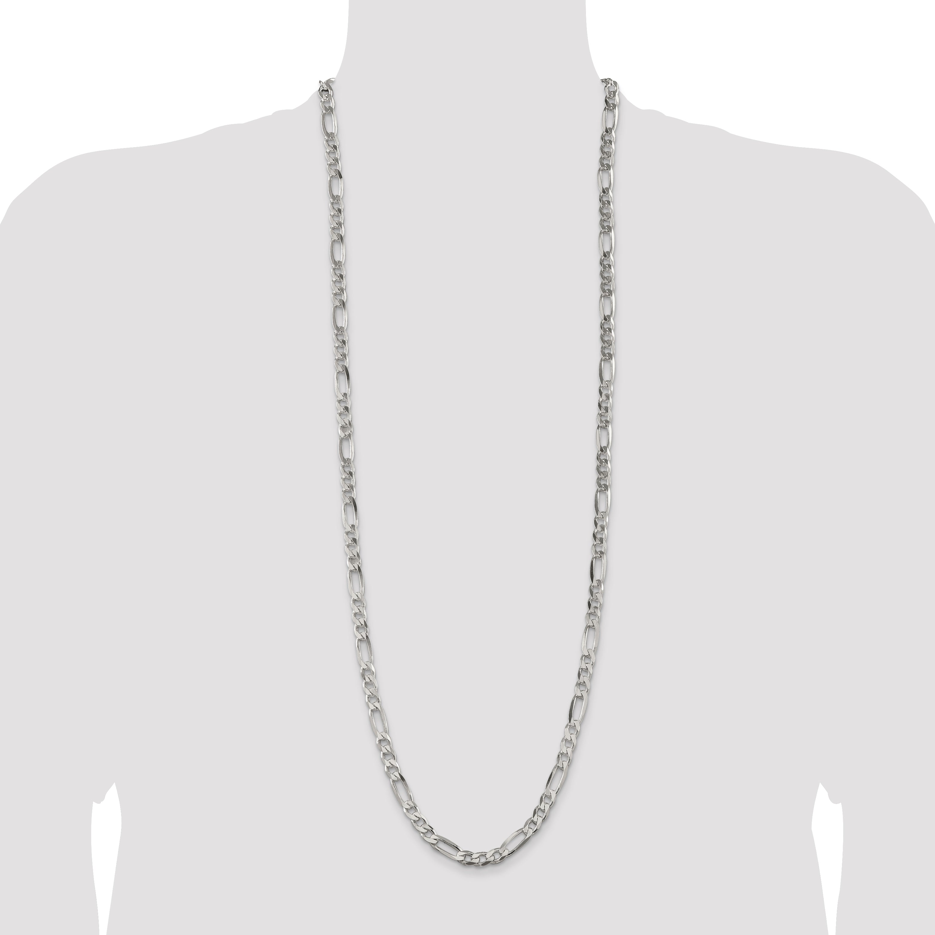 36 Inch Sterling Silver 6.75mm Figaro Chain