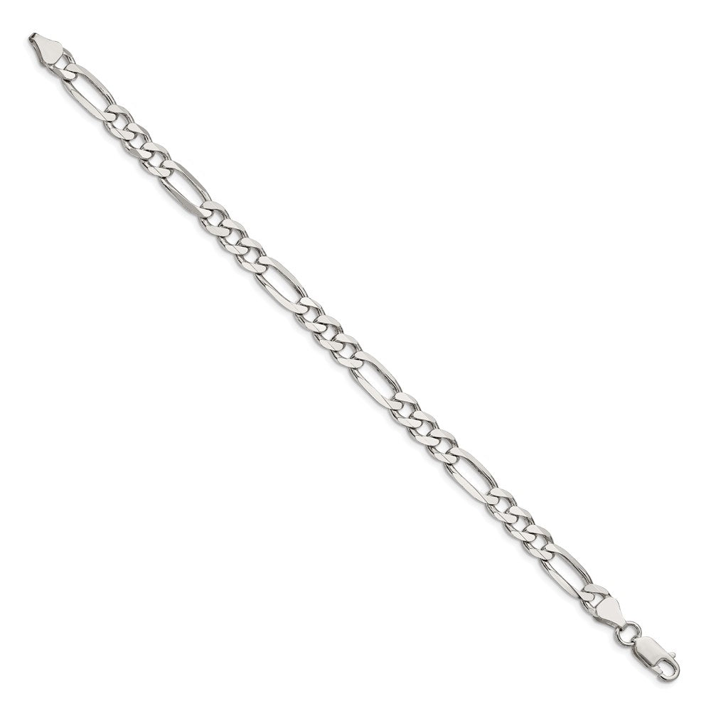 9 Inch Sterling Silver 6.75mm Figaro Chain Bracelet