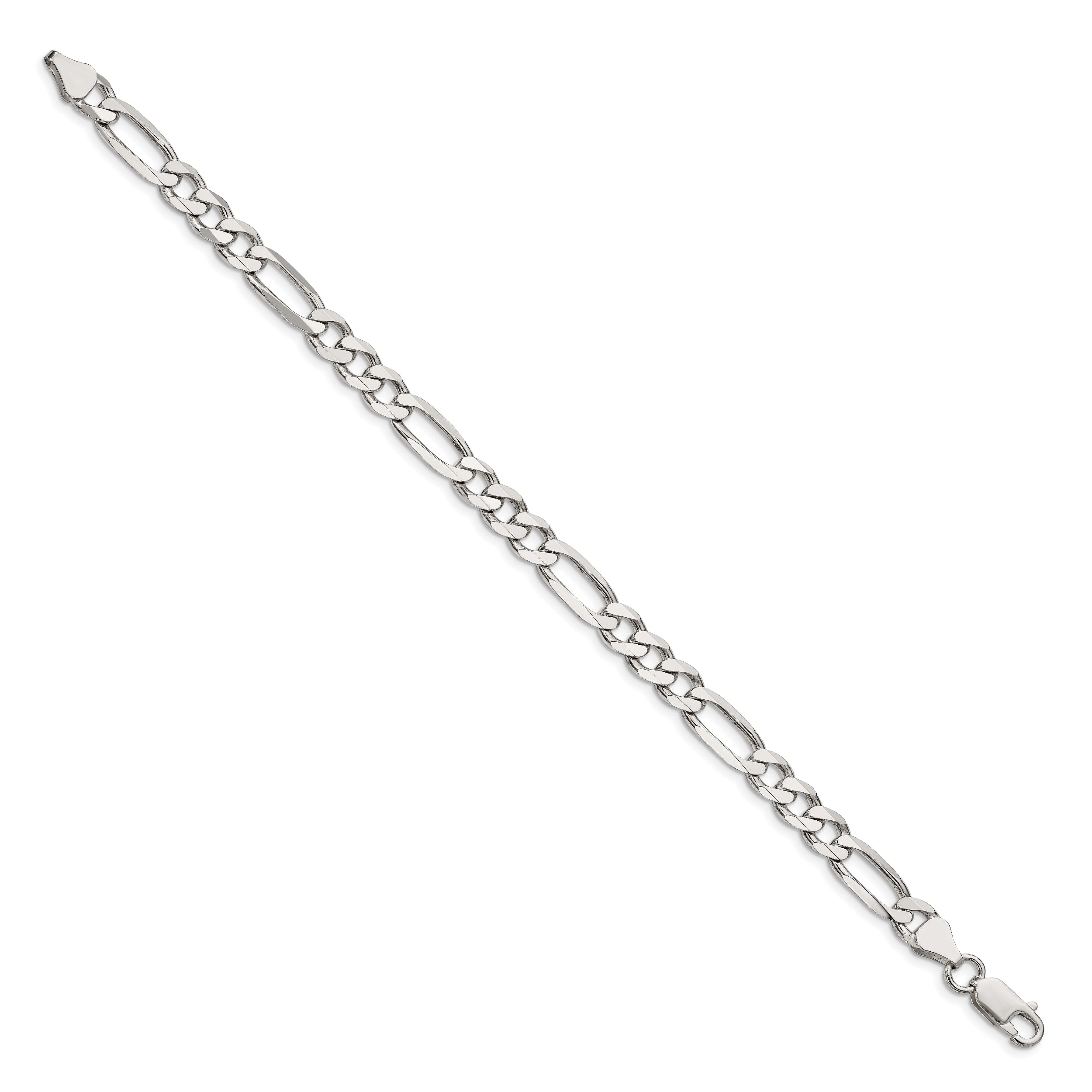 8 Inch Sterling Silver 6.75mm Figaro Chain