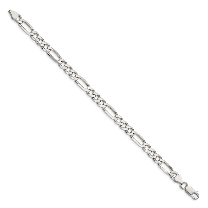 Sterling Silver Rhodium-Plated 6.5mm Figaro Chain Bracelet