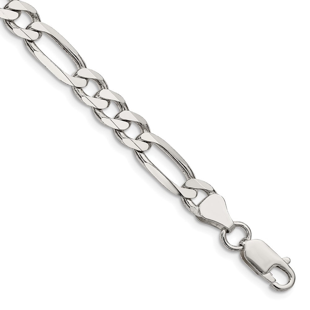 9 Inch Sterling Silver 6.75mm Figaro Chain Bracelet