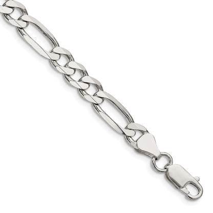 9 Inch Sterling Silver 6.75mm Figaro Chain Bracelet