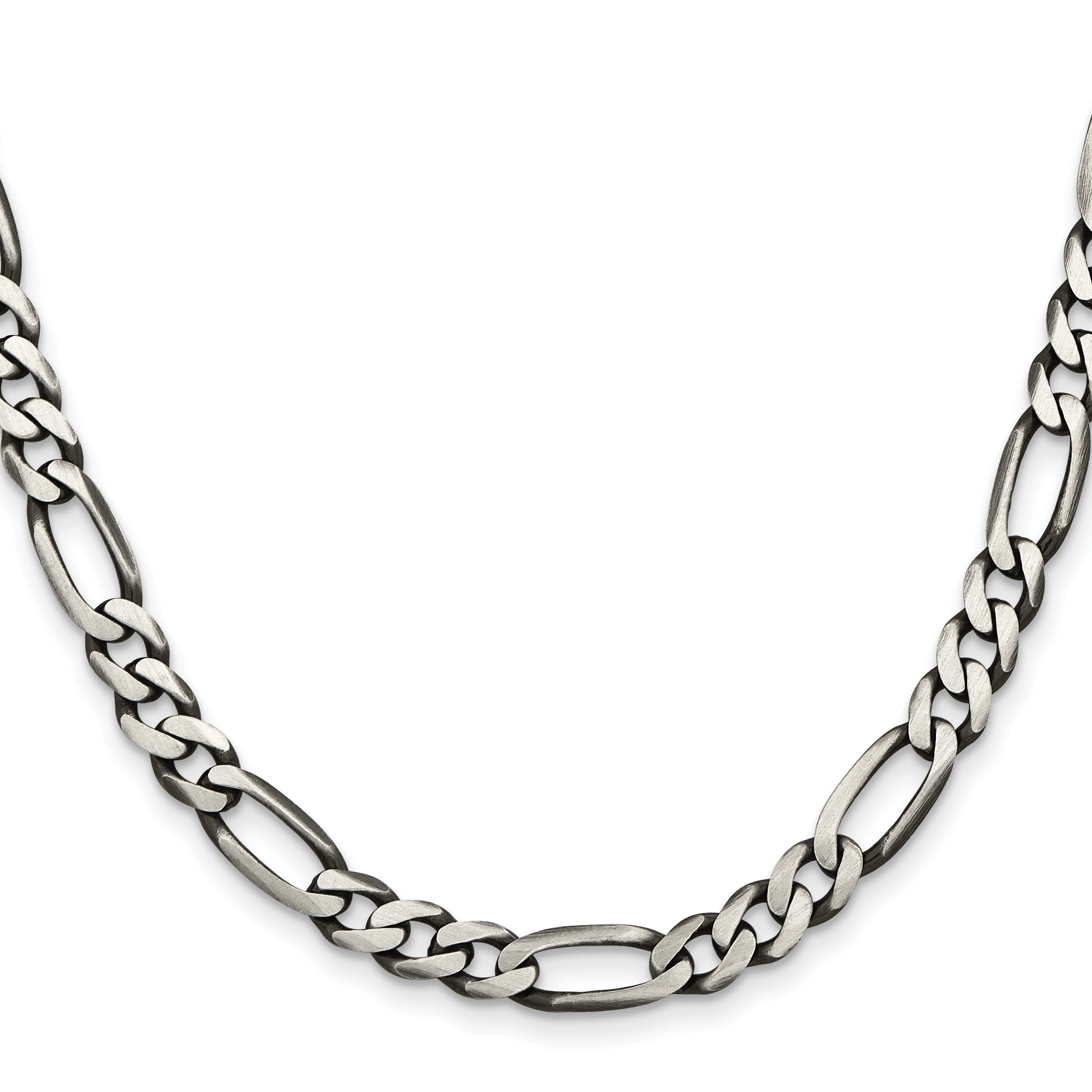 22 Inch Sterling Silver Antiqued 6.5mm Figaro Chain
