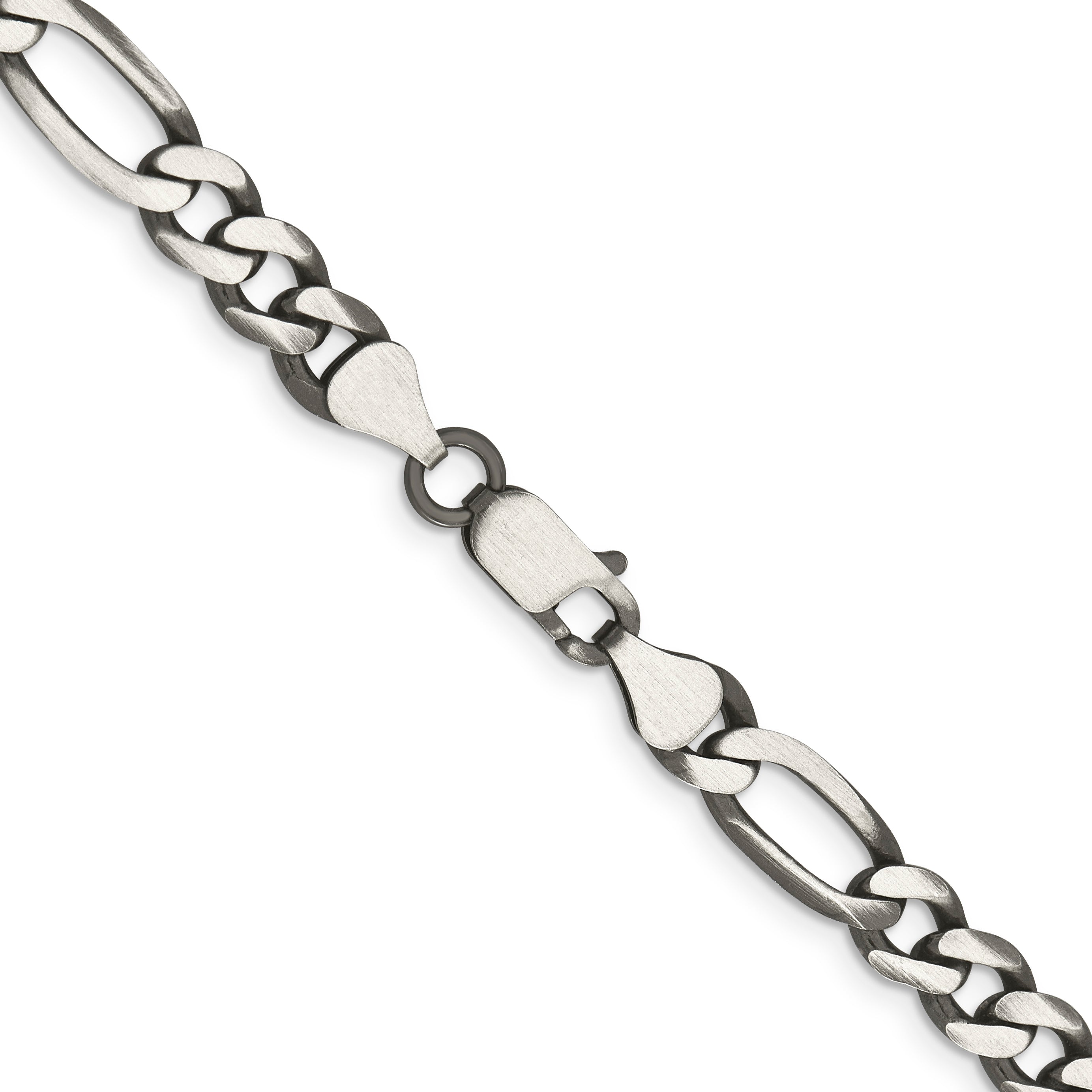 28 Inch Sterling Silver Antiqued 6.5mm Figaro Chain