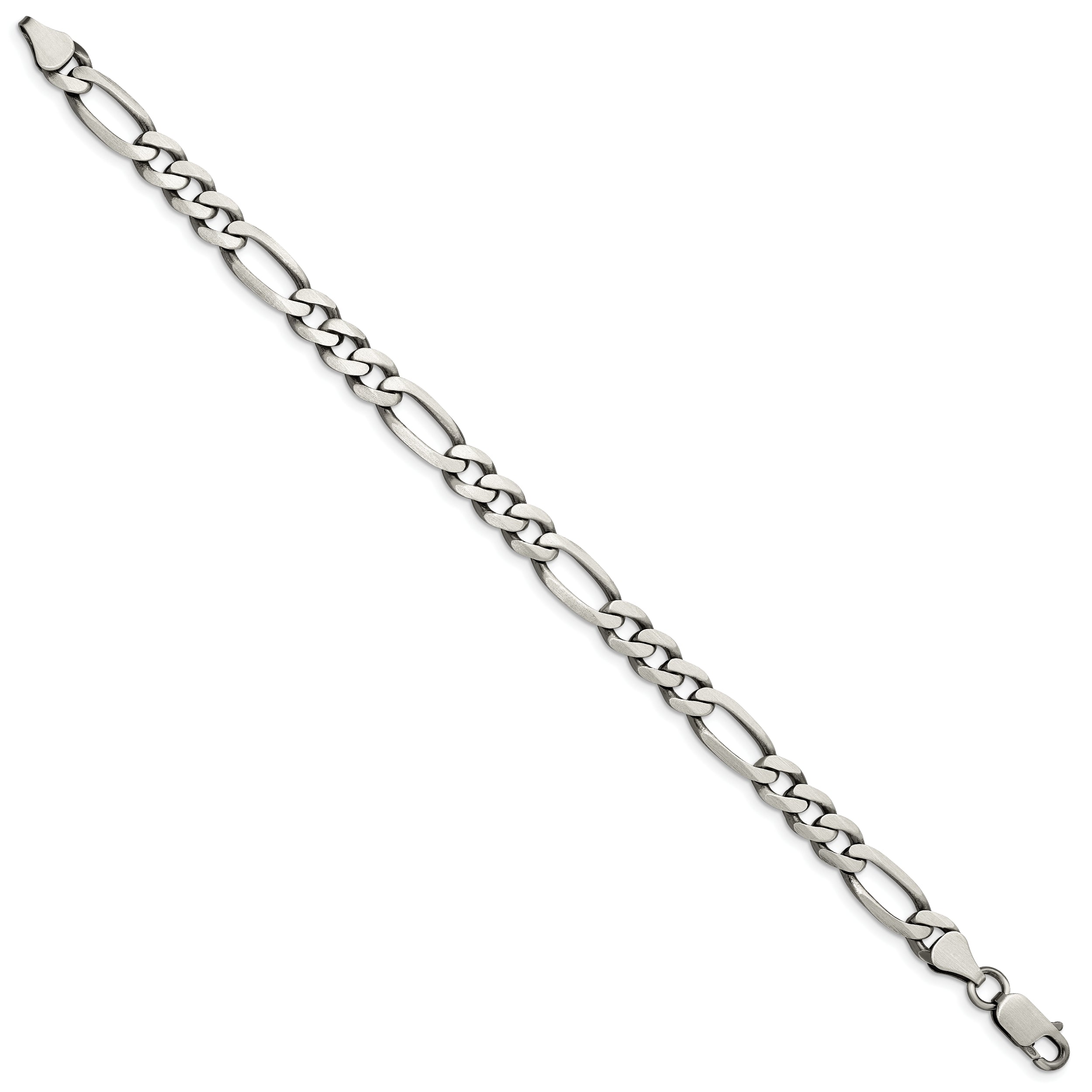9 Inch Sterling Silver Antiqued 6.5mm Figaro Chain