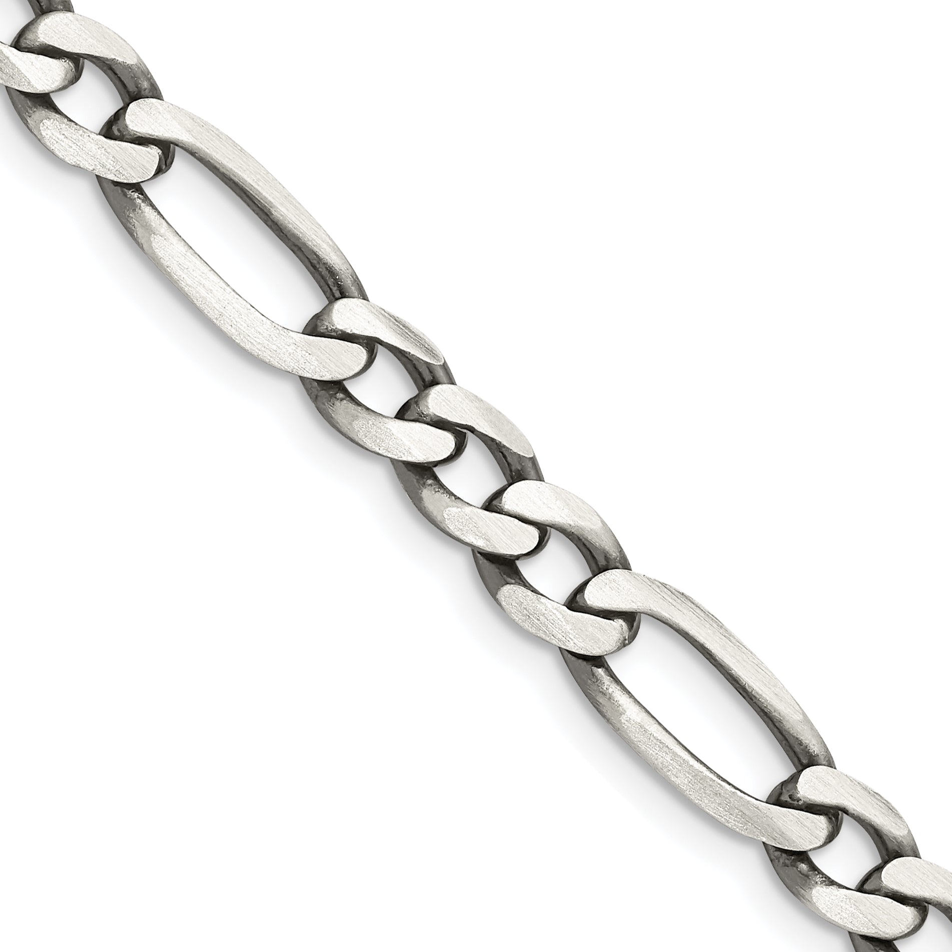 26 Inch Sterling Silver Antiqued 6.5mm Figaro Chain