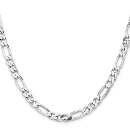 22 Inch Sterling Silver Rhodium-Plated 6.5mm Figaro Chain