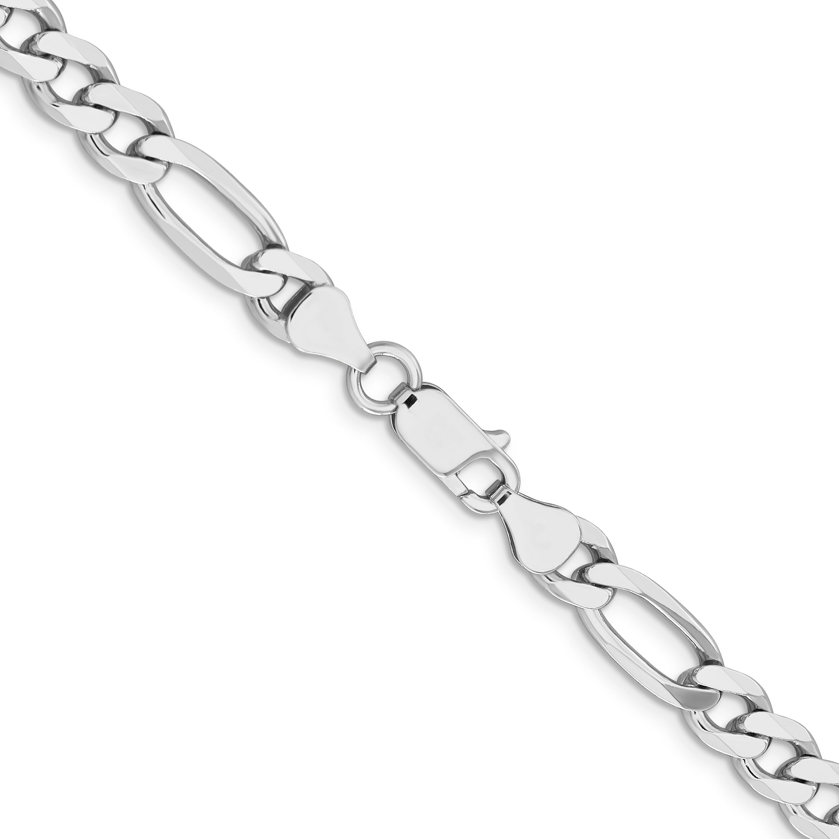 22 Inch Sterling Silver Rhodium-Plated 6.5mm Figaro Chain