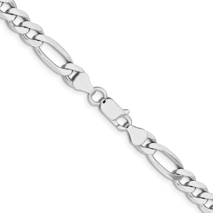 22 Inch Sterling Silver Rhodium-Plated 6.5mm Figaro Chain