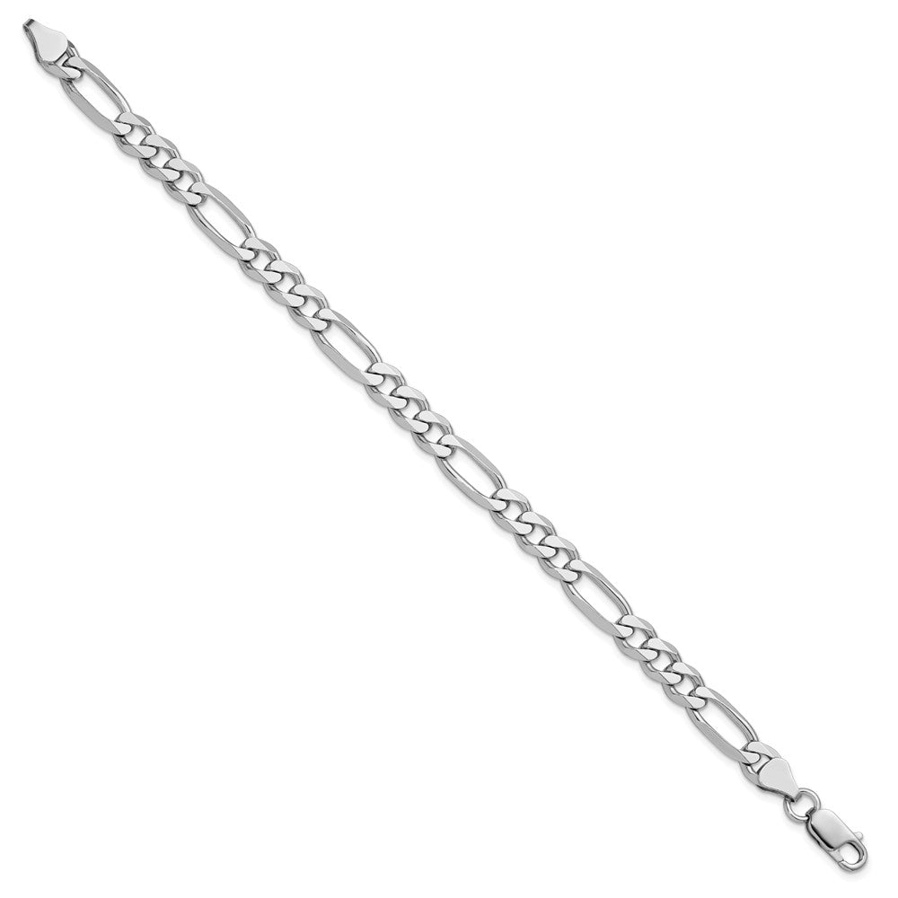 9 Inch Sterling Silver Rhodium-Plated 6.5mm Figaro Chain Bracelet