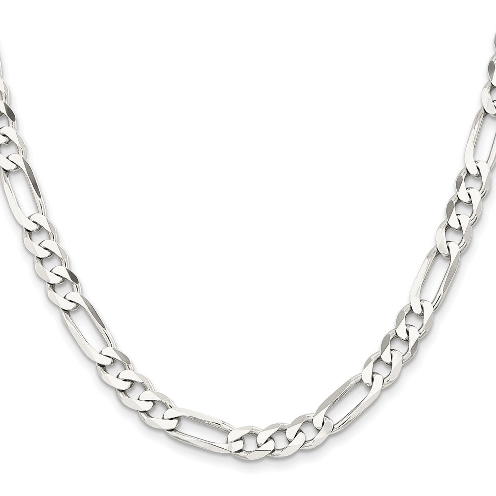 Sterling Silver Rhodium-Plated 7.5mm Figaro Chain Necklace