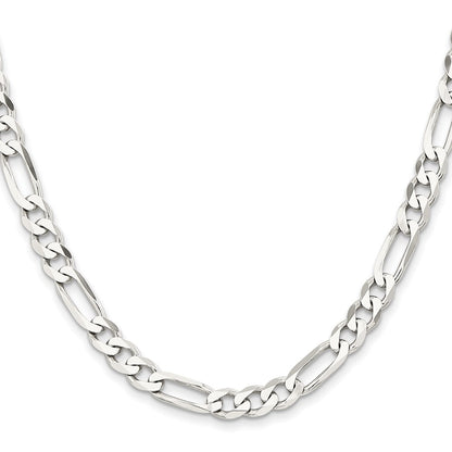 Sterling Silver Rhodium-Plated 7.5mm Figaro Chain Necklace