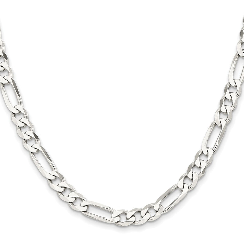 Sterling Silver Rhodium-Plated 7.5mm Figaro Chain Necklace