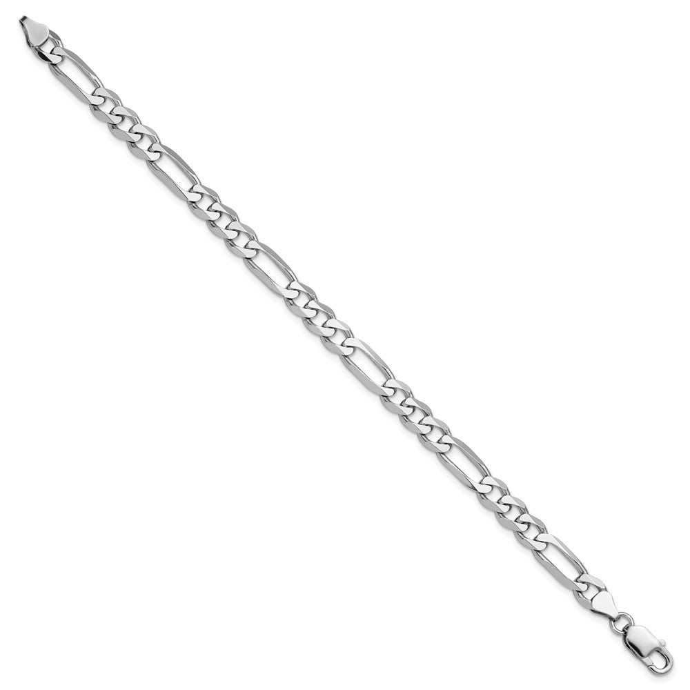 9 Inch Sterling Silver Rhodium-Plated 7.5mm Figaro Chain Bracelet