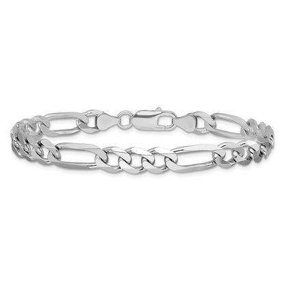 9 Inch Sterling Silver Rhodium-Plated 7.5mm Figaro Chain Bracelet