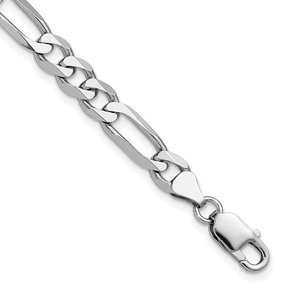 9 Inch Sterling Silver Rhodium-Plated 7.5mm Figaro Chain Bracelet