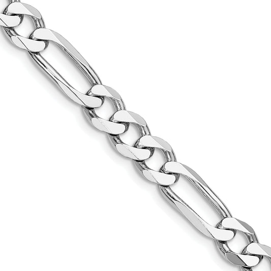 22 Inch Sterling Silver Rhodium-Plated 7.5mm Figaro Chain