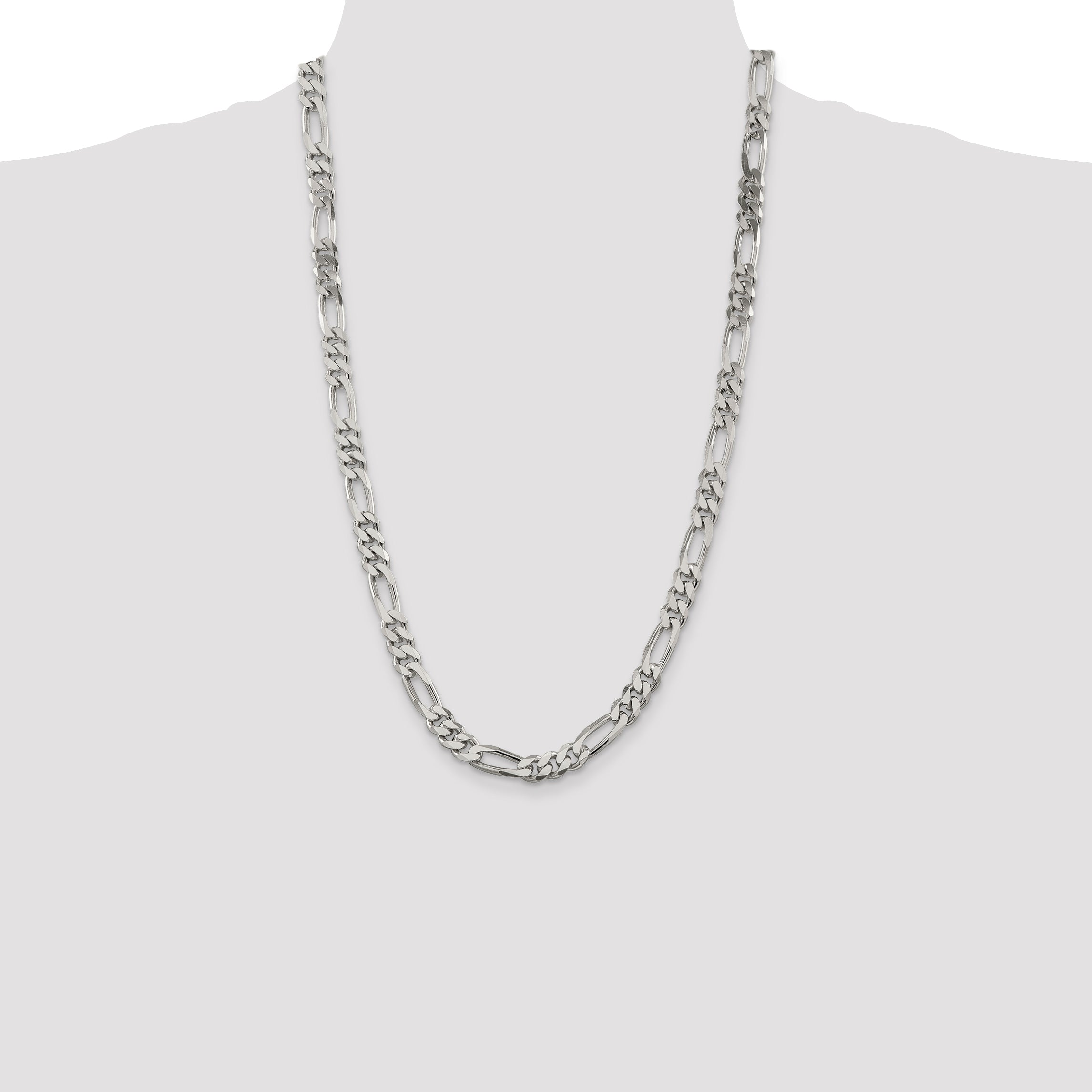 26 Inch Sterling Silver 8mm Figaro Chain