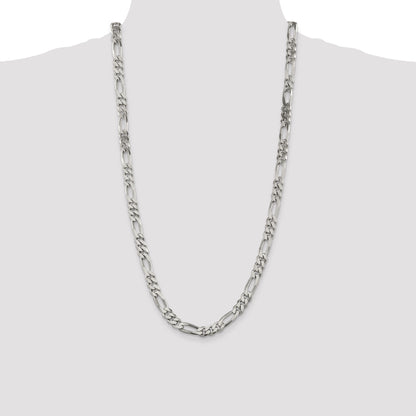 28 Inch Sterling Silver 8mm Figaro Chain