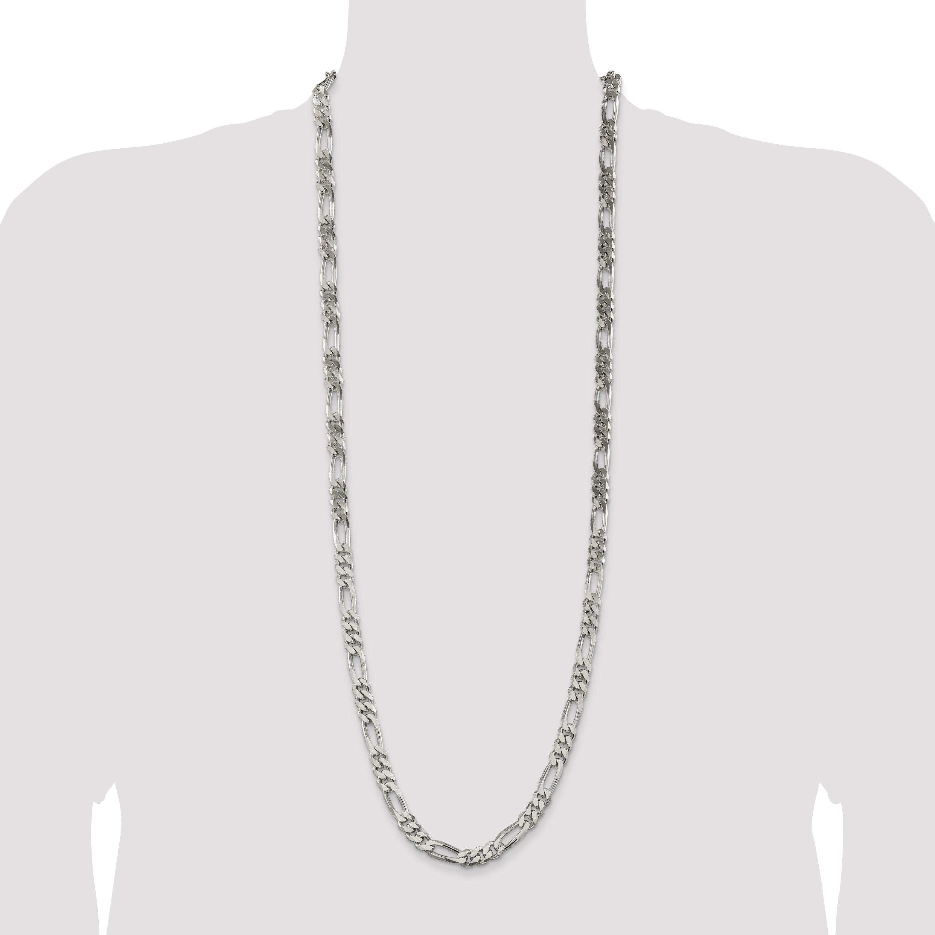 36 Inch Sterling Silver 8mm Figaro Chain