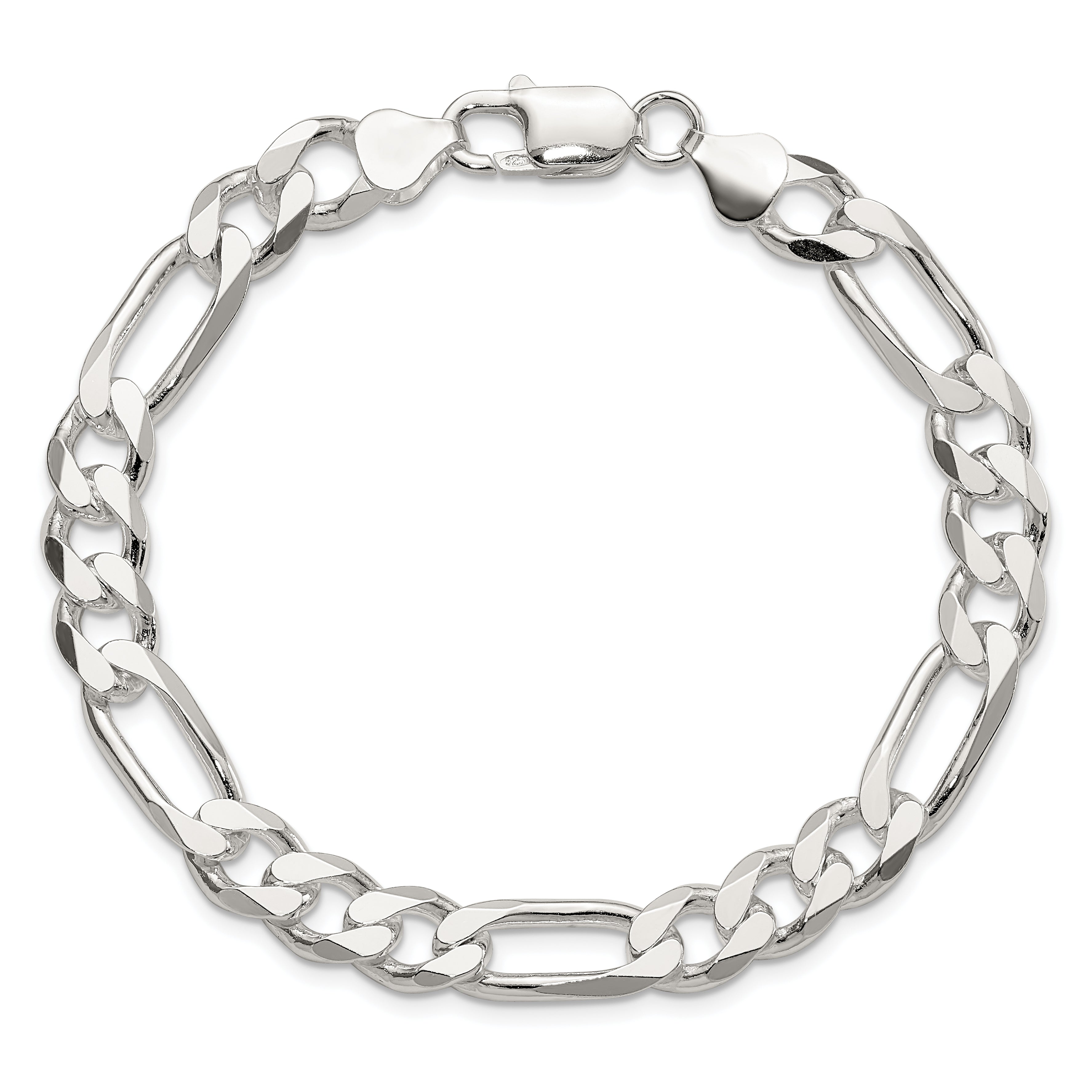 9 Inch Sterling Silver 8mm Figaro Chain