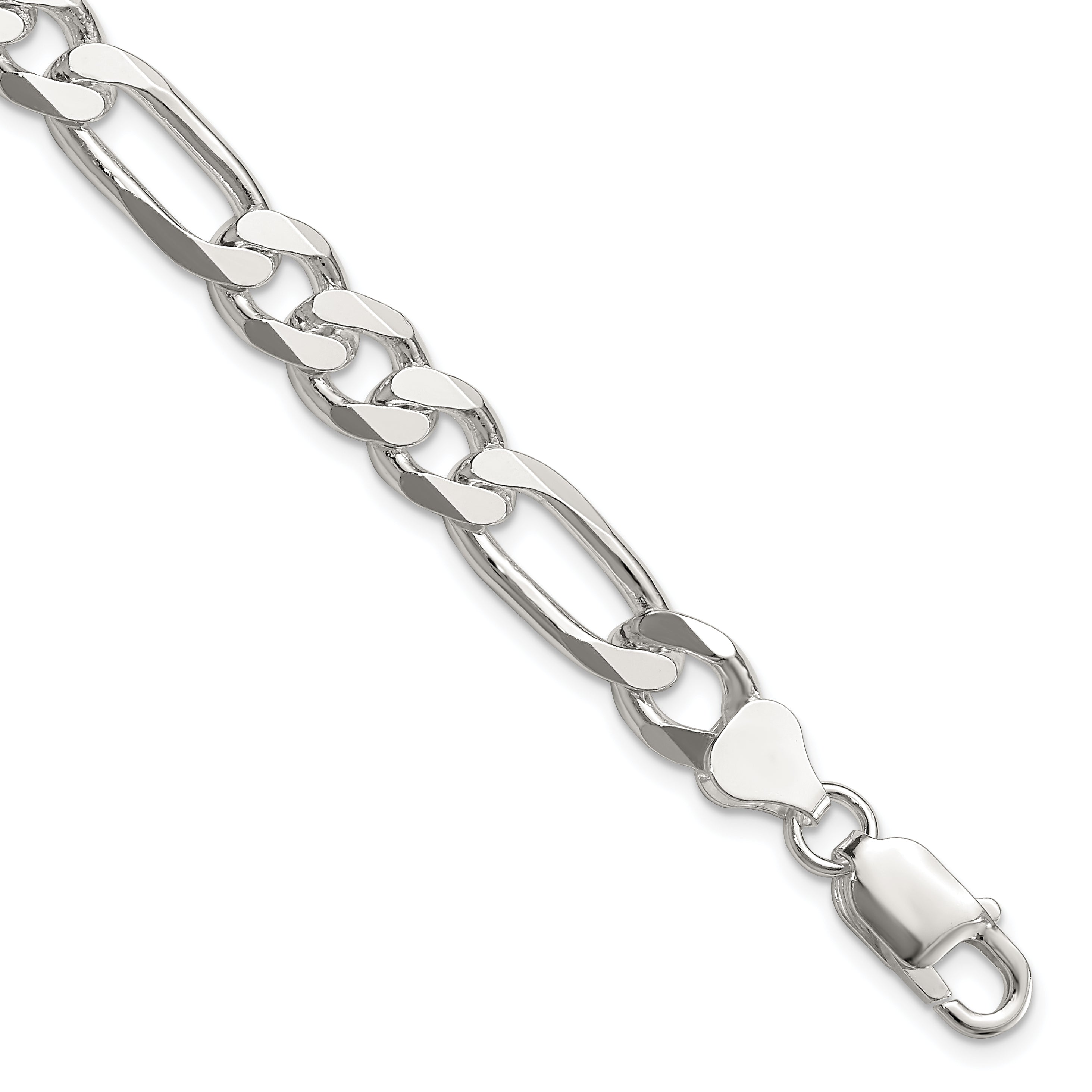 8 Inch Sterling Silver 8mm Figaro Chain