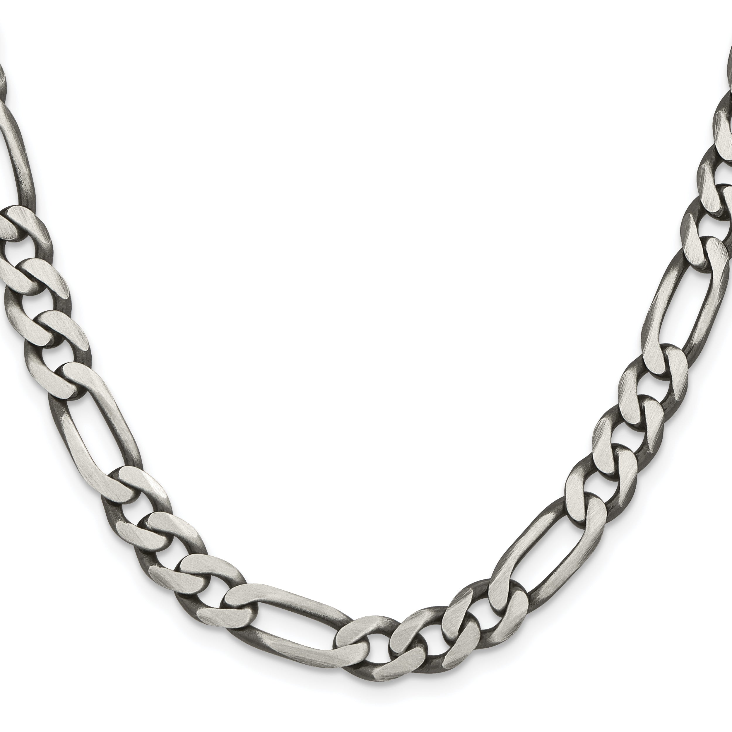 26 Inch Sterling Silver Antiqued 7.75mm Figaro Chain