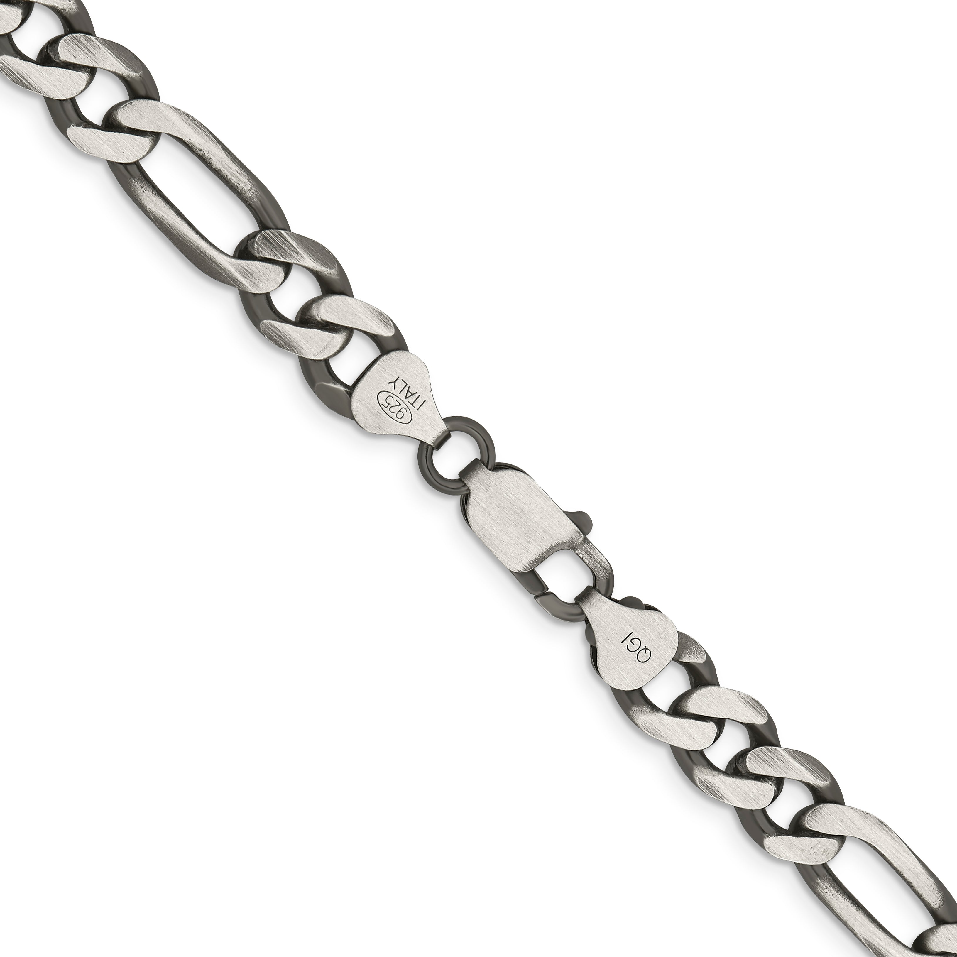 22 Inch Sterling Silver Antiqued 7.75mm Figaro Chain