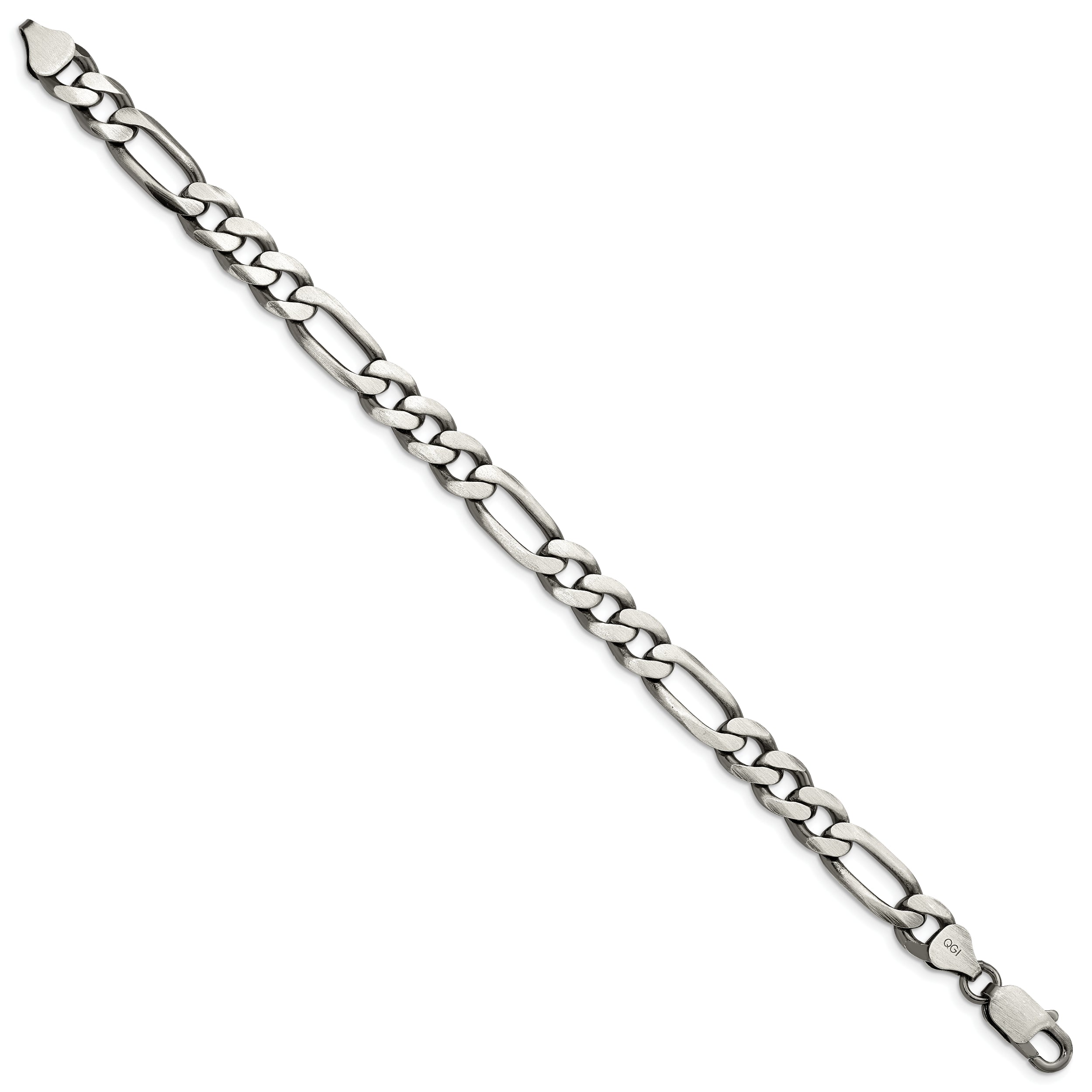 9 Inch Sterling Silver Antiqued 7.75mm Figaro Chain