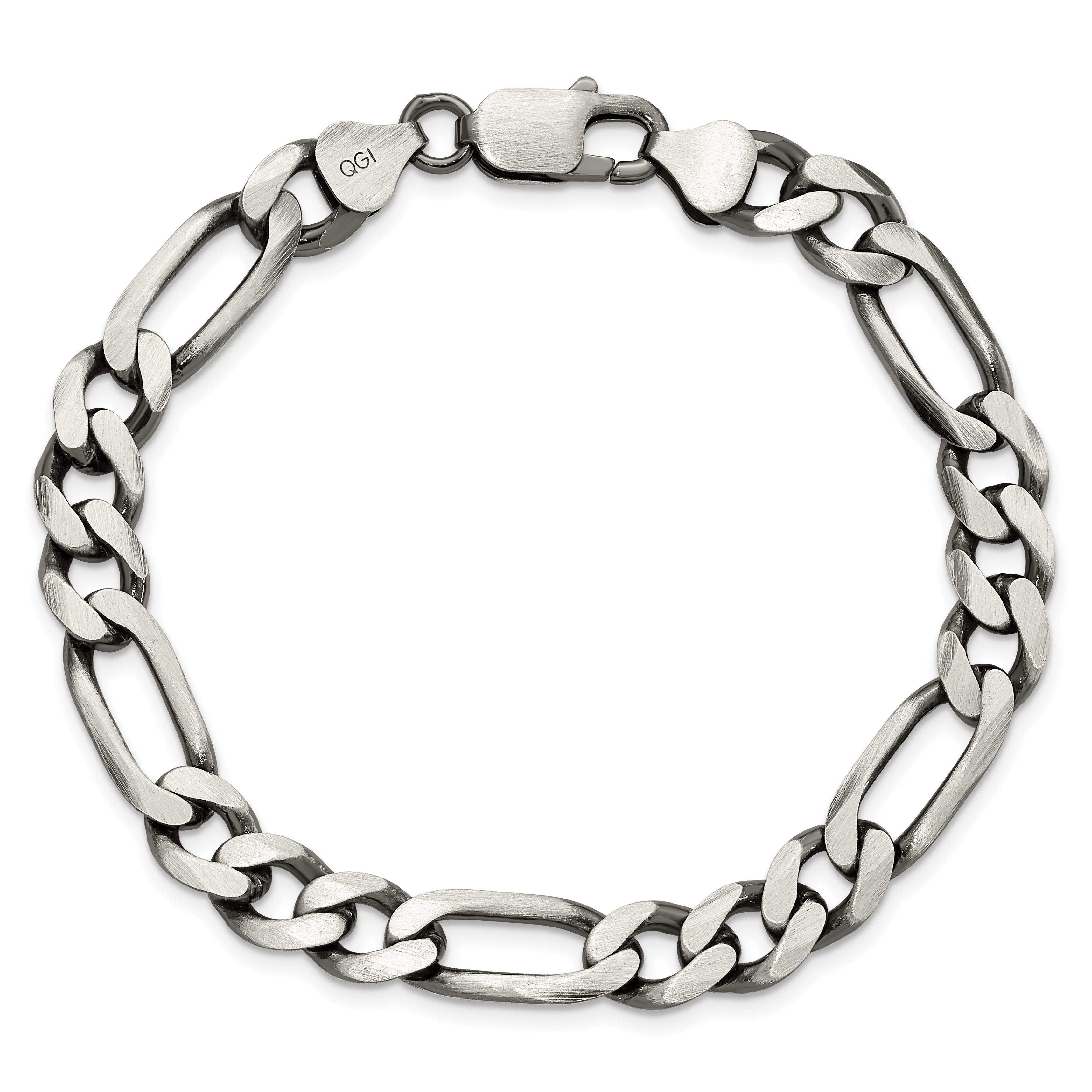 9 Inch Sterling Silver Antiqued 7.75mm Figaro Chain