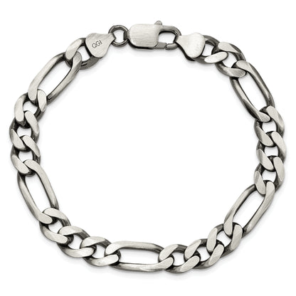 9 Inch Sterling Silver Antiqued 7.75mm Figaro Chain