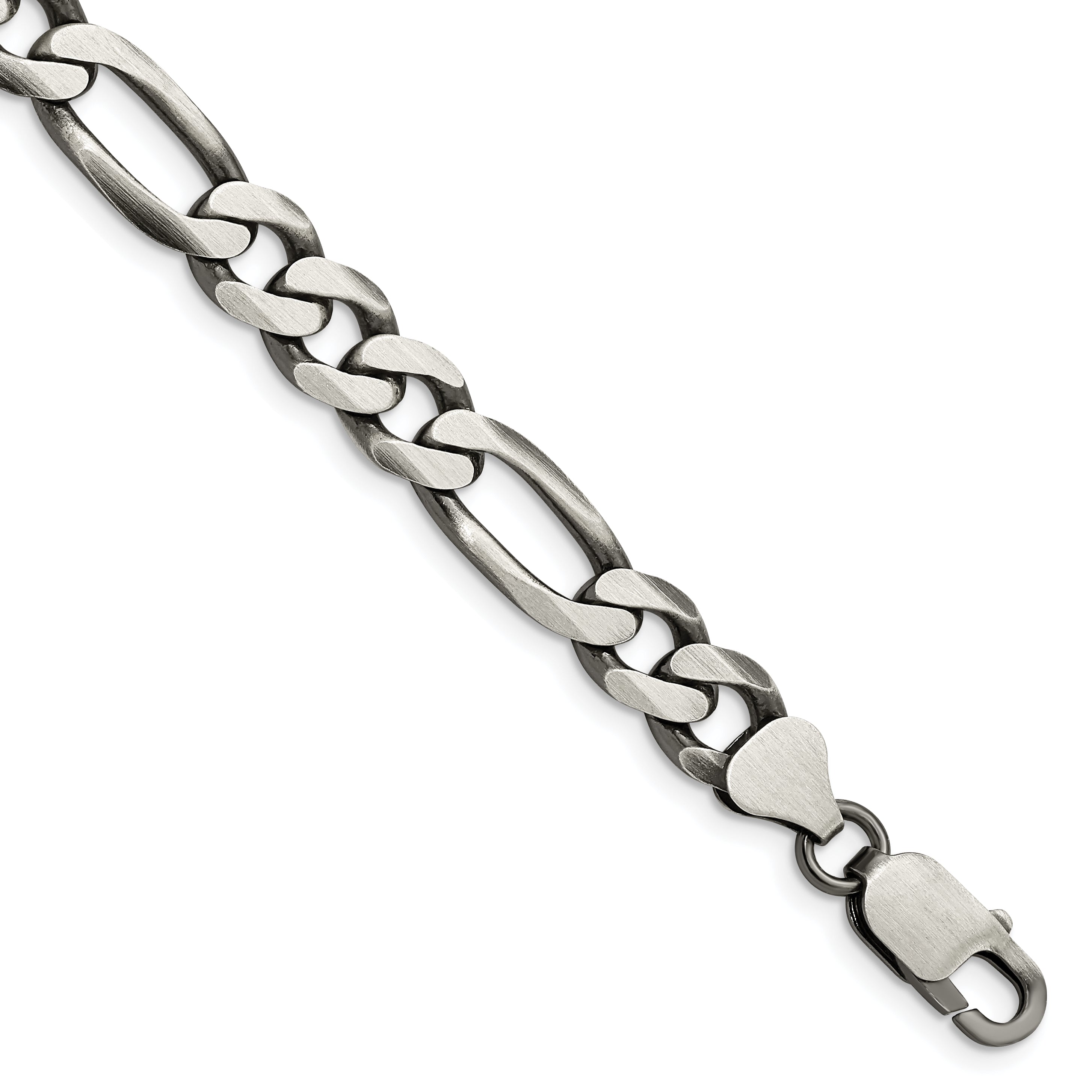 9 Inch Sterling Silver Antiqued 7.75mm Figaro Chain