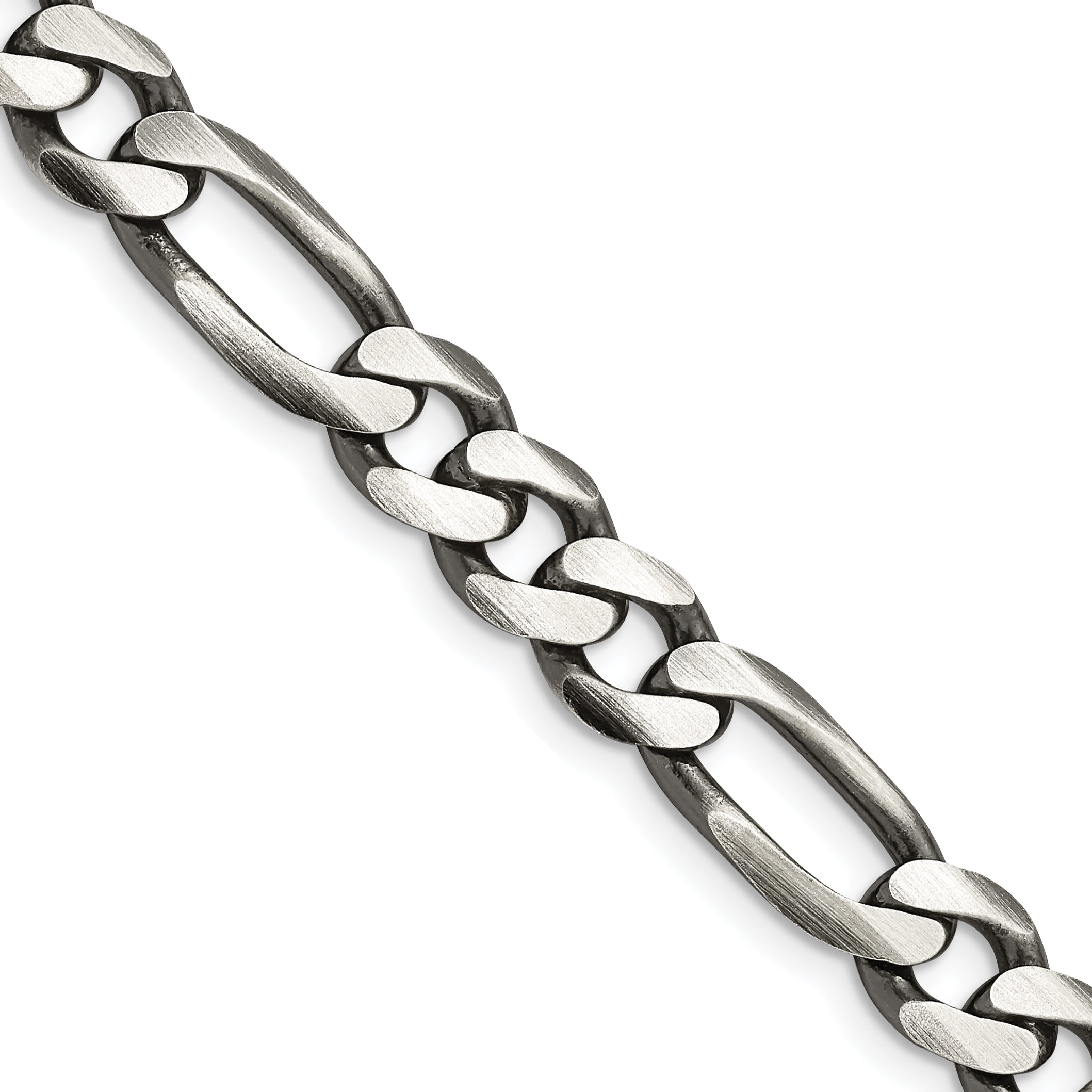 22 Inch Sterling Silver Antiqued 7.75mm Figaro Chain