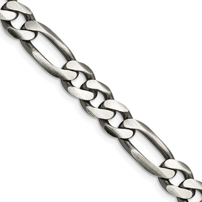 22 Inch Sterling Silver Antiqued 7.75mm Figaro Chain